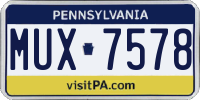 PA license plate MUX7578