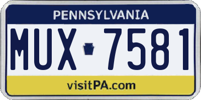 PA license plate MUX7581