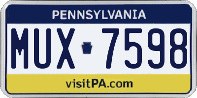 PA license plate MUX7598