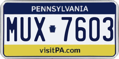 PA license plate MUX7603