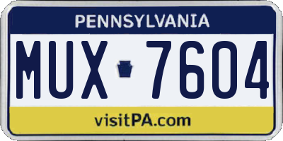 PA license plate MUX7604
