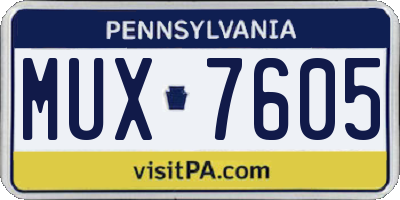 PA license plate MUX7605