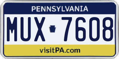 PA license plate MUX7608