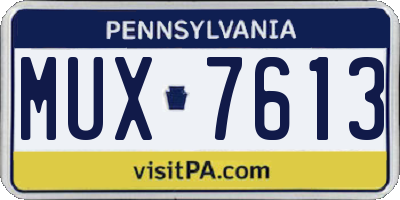 PA license plate MUX7613