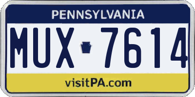PA license plate MUX7614