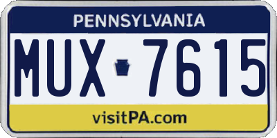 PA license plate MUX7615