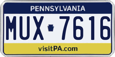 PA license plate MUX7616