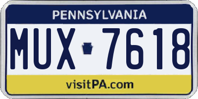 PA license plate MUX7618