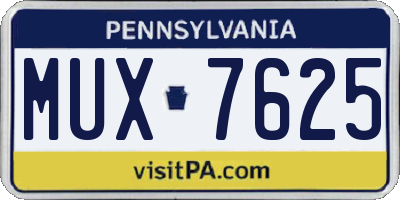 PA license plate MUX7625