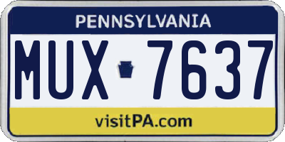PA license plate MUX7637