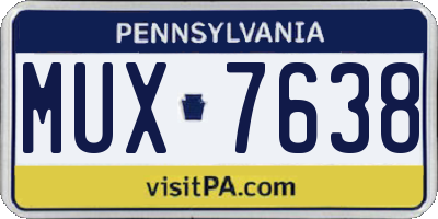 PA license plate MUX7638
