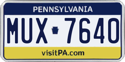 PA license plate MUX7640