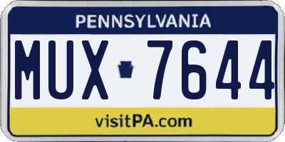 PA license plate MUX7644