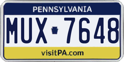 PA license plate MUX7648
