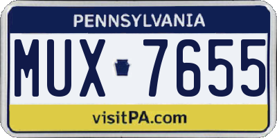 PA license plate MUX7655