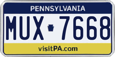 PA license plate MUX7668