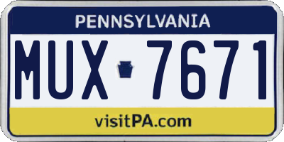 PA license plate MUX7671