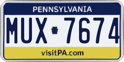 PA license plate MUX7674
