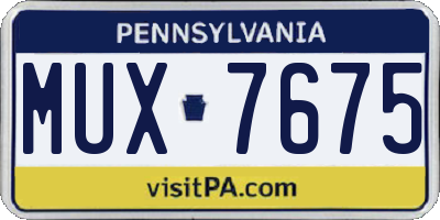PA license plate MUX7675