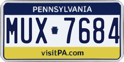 PA license plate MUX7684