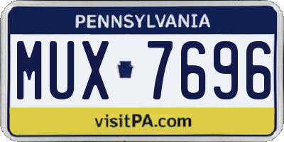 PA license plate MUX7696