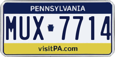 PA license plate MUX7714
