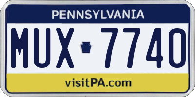 PA license plate MUX7740