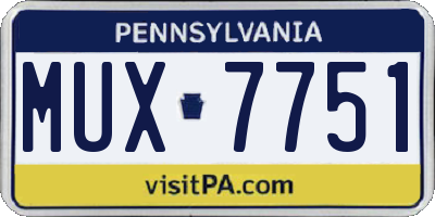 PA license plate MUX7751