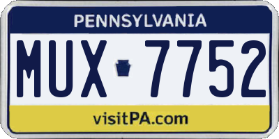 PA license plate MUX7752