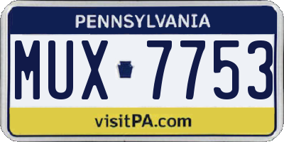 PA license plate MUX7753