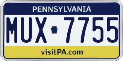 PA license plate MUX7755