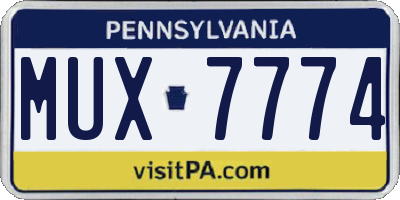 PA license plate MUX7774