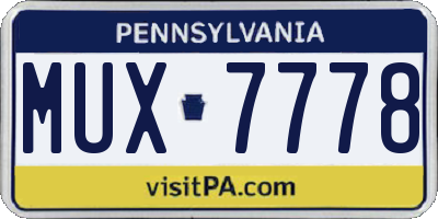 PA license plate MUX7778