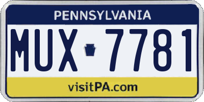 PA license plate MUX7781