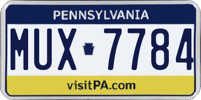 PA license plate MUX7784