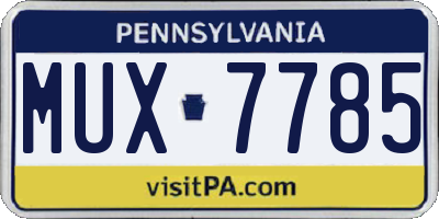 PA license plate MUX7785