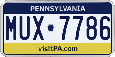 PA license plate MUX7786