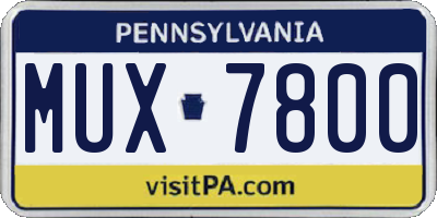 PA license plate MUX7800