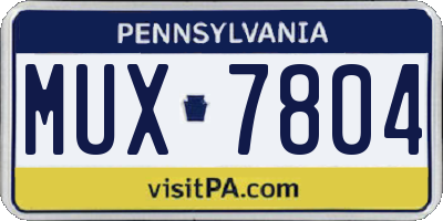 PA license plate MUX7804
