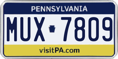 PA license plate MUX7809
