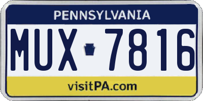PA license plate MUX7816