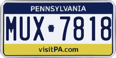 PA license plate MUX7818