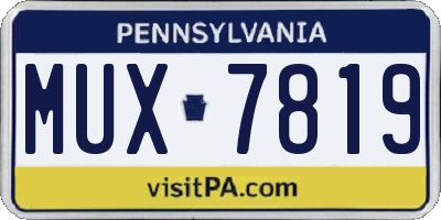 PA license plate MUX7819