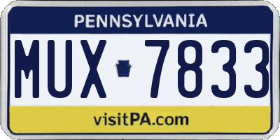 PA license plate MUX7833