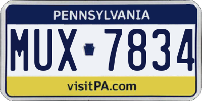 PA license plate MUX7834