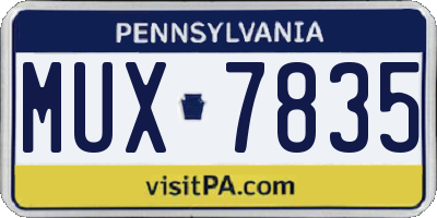 PA license plate MUX7835