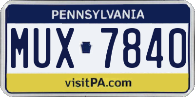 PA license plate MUX7840