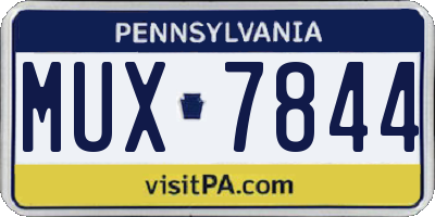 PA license plate MUX7844