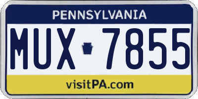 PA license plate MUX7855