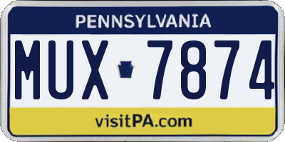 PA license plate MUX7874